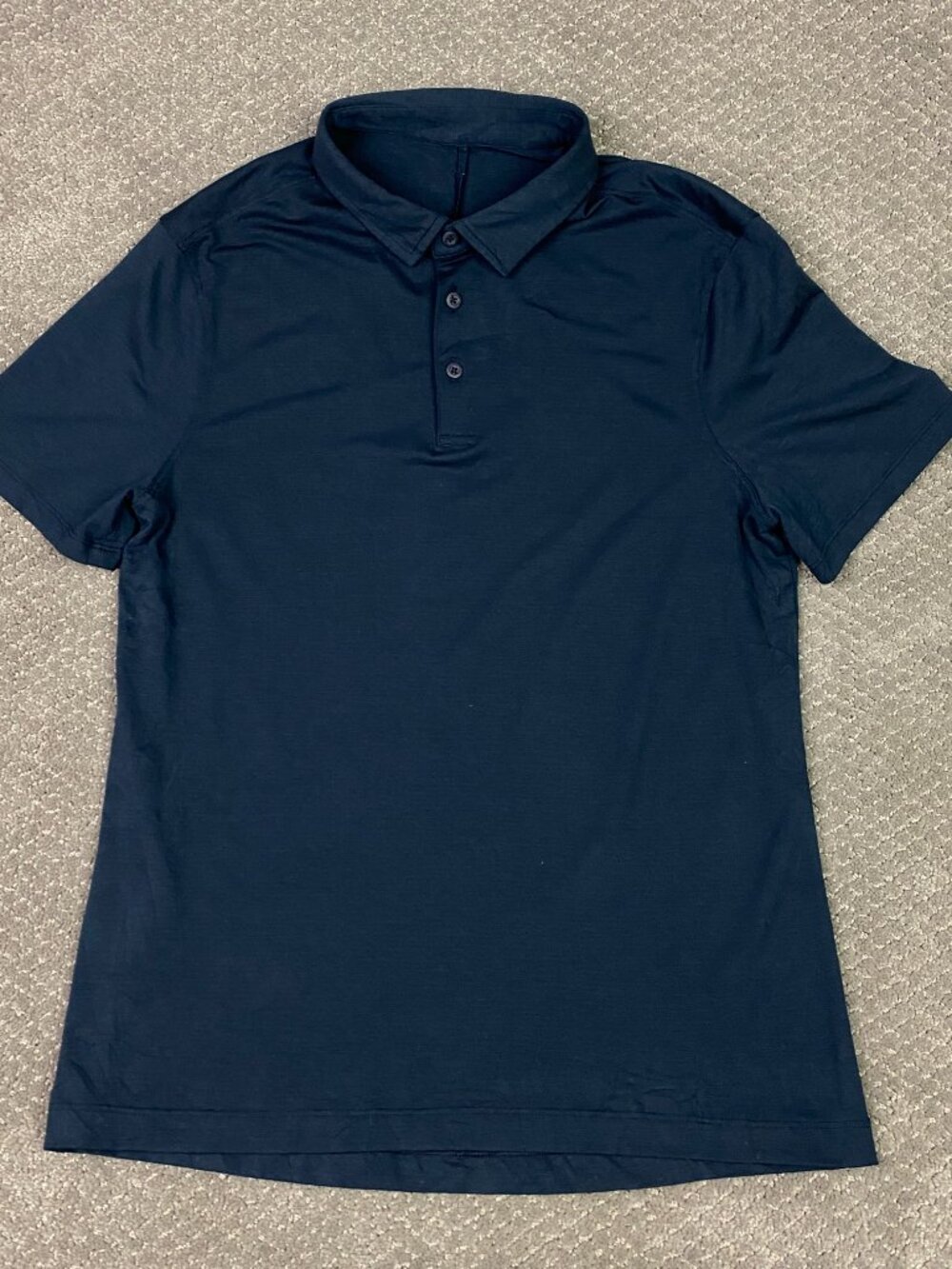 Lululemon Polo Shirt Mens Medium Navy Blue Stretch Preppy